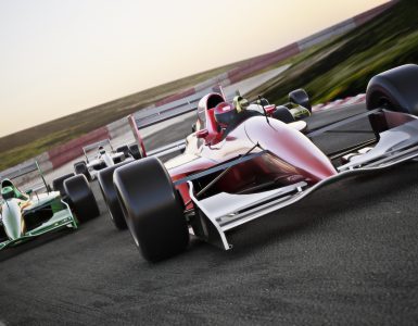 Formel 1 Rennen, Rennwagen auf der Strecke